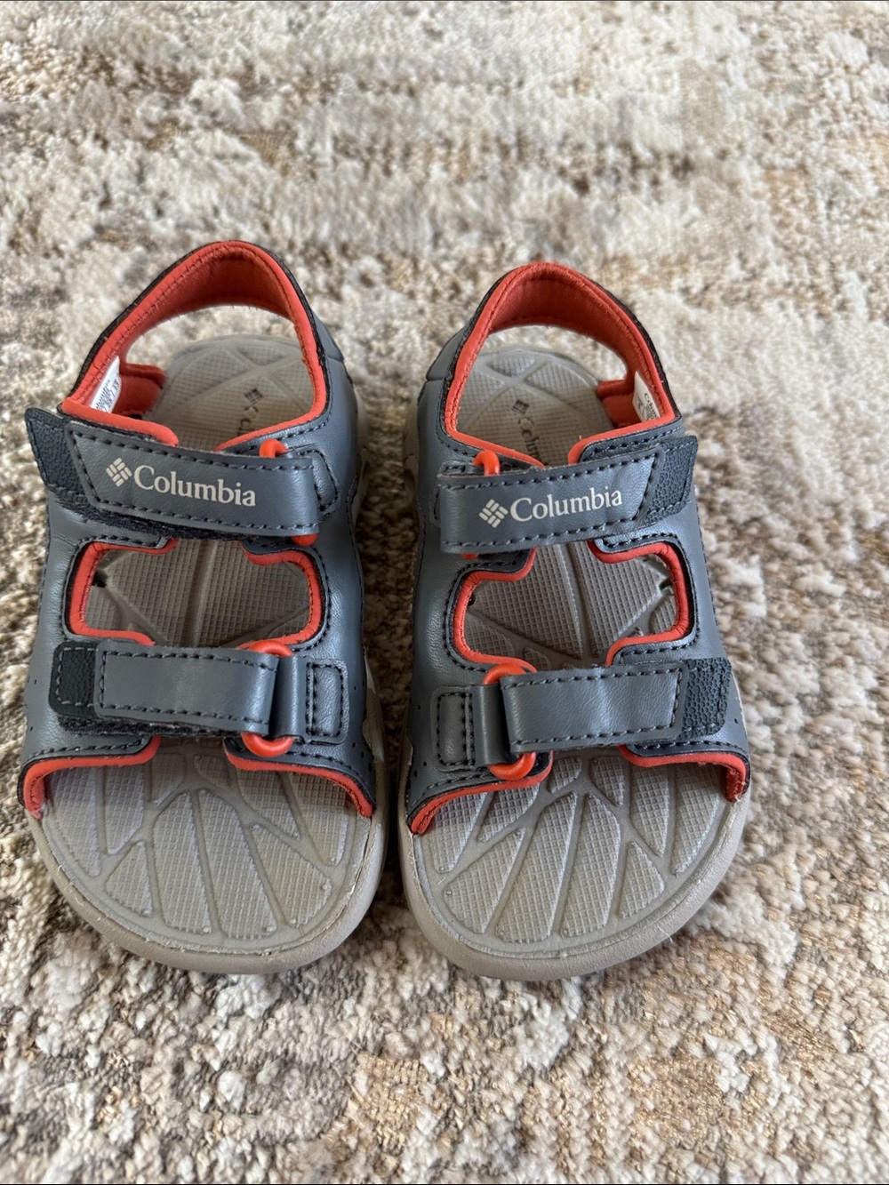 Columbia Kids Gray Sandals with Orange Trim - 8T